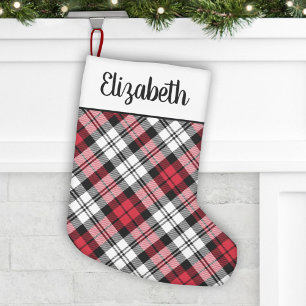Rustic Red en Black Tartan Gepersonaliseerd Kleine Kerstsok