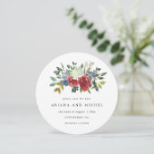 Rustic Red en Blue Floral Photo Wedding Save The Date (Staand voorkant)