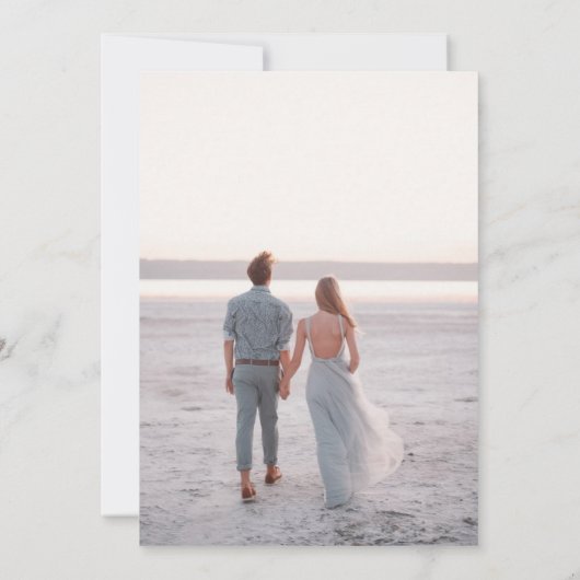 Rustic Red en Blue Floral Photo Wedding Save The Date (Achterkant)