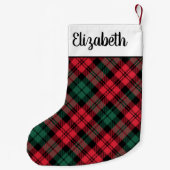 Rustic Red en Green Tartan Gepersonaliseerd Kleine Kerstsok (Achterkant)