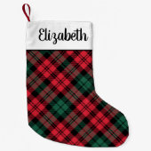 Rustic Red en Green Tartan Gepersonaliseerd Kleine Kerstsok (Voorkant)