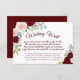 Rustic Red en roze boho Floral Wedding Goed Informatiekaartje