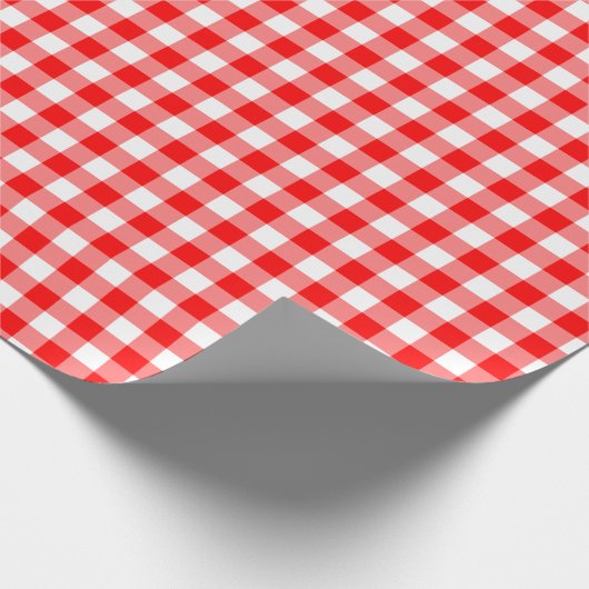 Rustic Red en White Gingham Pattern Cadeaupapier (Hoek)