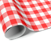 Rustic Red en White Gingham Pattern Cadeaupapier (Rol Hoek)