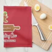 Rustic Red Family Name Holiday Baking Monogramed Theedoek (Quarter Fold)