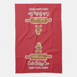 Rustic Red Family Name Holiday Baking Monogramed Theedoek