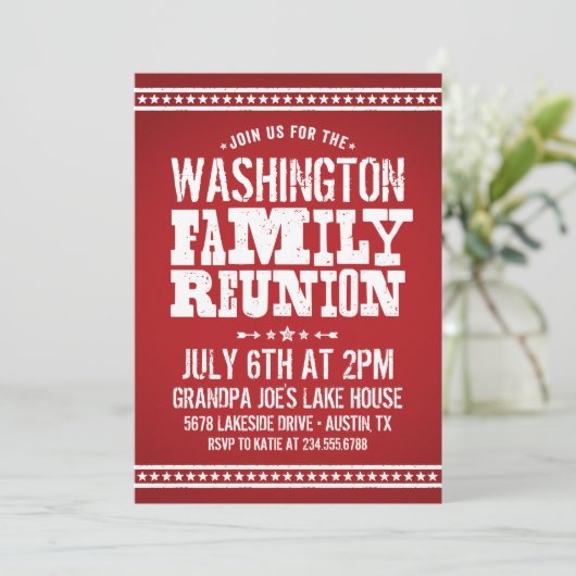 Rustic Red Family Reunion Kaart (Staand voorkant)