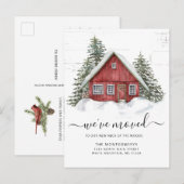 Rustic Red Farmhouse Neck of the Bossen Moving Aankondigingskaart (Voorkant / Achterkant)