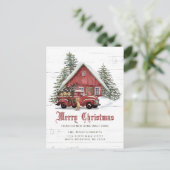 Rustic Red Farmhouse Snowman kerst Moving Anno Aankondigingskaart (Staand voorkant)
