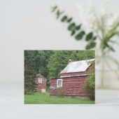 Rustic Red Farmhouse Thuislandschap Foto Briefkaart (Staand voorkant)