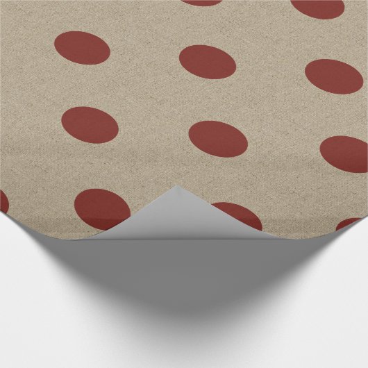 Rustic Red Faux Burlap Polka Dot Pattern Cadeaupapier (Hoek)