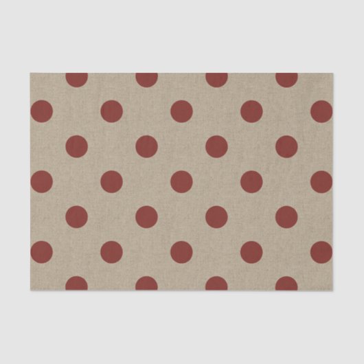 Rustic Red Faux Burlap Polka Dot Pattern Tissuepapier (Voorkant)