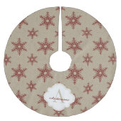 Rustic Red Faux Burlap Snowflake Pattern Kerstboom Rok (Voorkant)
