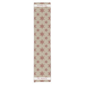 Rustic Red Faux Burlap Snowflake Pattern Korte Tafelloper (Voorkant)