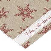 Rustic Red Faux Burlap Snowflake Pattern Korte Tafelloper (Hoek)