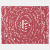 Rustic Red Floral Garland kerstpatroon Fleece Deken (Voorkant (Horizontaal))