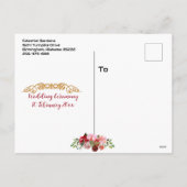 Rustic Red Floral Lijst Waterverf sparen de datum Feestdagenkaart (Achterkant)