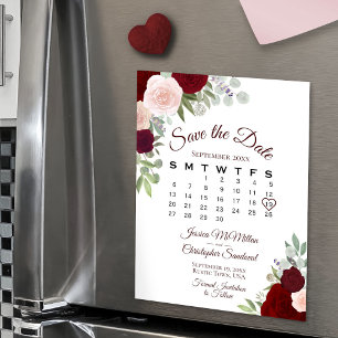 Rustic Red Floral sparen de Magnet van de DatumKal