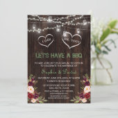 Rustic Red Floral String Lights Hood I DO BBQ Kaart (Staand voorkant)