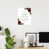 Rustic Red Floral unplugged Ceremony Wedding Sign Poster (Thuiskantoor)