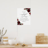 Rustic Red Floral unplugged Ceremony Wedding Sign Poster (Keuken)