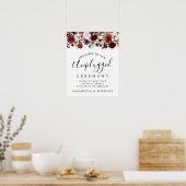Rustic Red Floral unplugged Wedding Ceremony Sign Poster (Keuken)