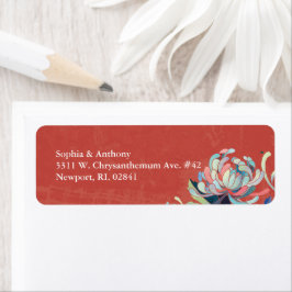 Rustic Red Floral Wedding Return-adres Etiket