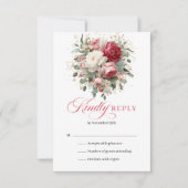 Rustic red floral wedding RSVP enclosure card Kaartje (Voorkant)