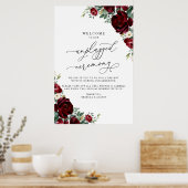 Rustic Red Floral Wedding Unplugged Ceremonie Poster (Keuken)