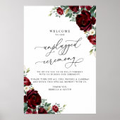 Rustic Red Floral Wedding Unplugged Ceremonie Poster (Voorkant)