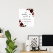 Rustic Red Floral Wedding Unplugged Ceremony Sign Poster (Thuiskantoor)