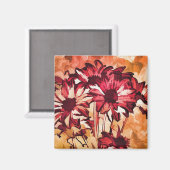 Rustic Red Flower Art schilderen Magneet (Voorkant / Achterkant)