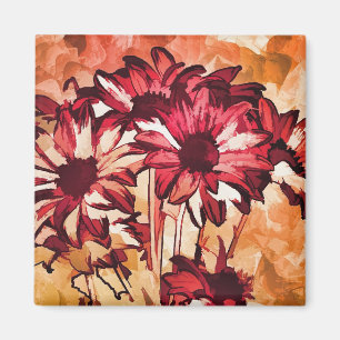 Rustic Red Flower Art schilderen Magneet