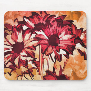 Rustic Red Flower Art schilderen Muismat