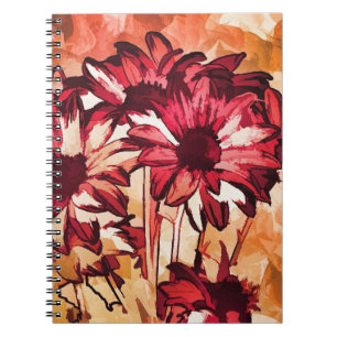 Rustic Red Flower Art schilderen Notitieboek
