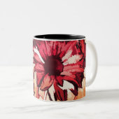 Rustic Red Flower Art schilderen Tweekleurige Koffiemok (Voorkant rechts)