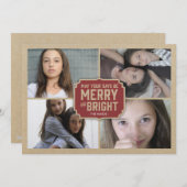 Rustic Red Frame Holiday Photo Card Feestdagenkaart (Voorkant / Achterkant)