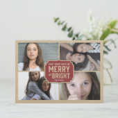 Rustic Red Frame Holiday Photo Card Feestdagenkaart (Staand voorkant)