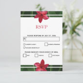 Rustic Red Frangipani Plumeria RSVP-kaarten RSVP Kaartje (Staand voorkant)
