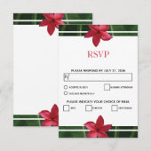 Rustic Red Frangipani Plumeria RSVP-kaarten RSVP Kaartje (Voorkant / Achterkant)