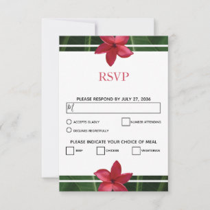 Rustic Red Frangipani Plumeria RSVP-kaarten RSVP Kaartje