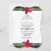 Rustic Red Frangipani Plumeria Wedding Invitations Kaart (Voorkant)