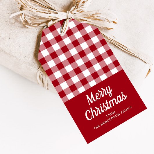 Rustic Red Gecontroleerd script kerst Cadeaulabel