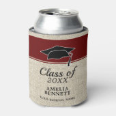 Rustic Red Gefeliciteerd Afstuderen Pet Afstuderen Blikjeskoeler (Blikje Voorkant)