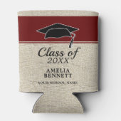 Rustic Red Gefeliciteerd Afstuderen Pet Afstuderen Blikjeskoeler (Achterkant)