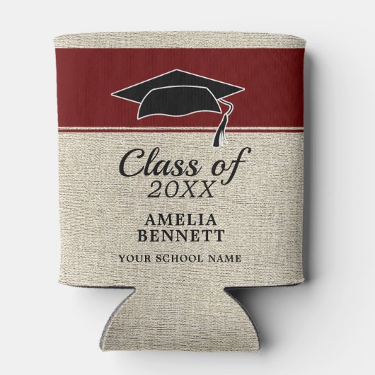 Rustic Red Gefeliciteerd Afstuderen Pet Afstuderen Blikjeskoeler (Achterkant)