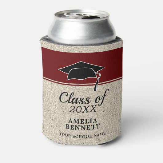 Rustic Red Gefeliciteerd Afstuderen Pet Afstuderen Blikjeskoeler (Blikje Achterkant)
