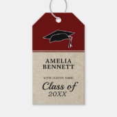 Rustic Red Gefeliciteerd Afstuderen Pet Afstuderen Cadeaulabel (Voorkant)