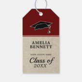 Rustic Red Gefeliciteerd Afstuderen Pet Afstuderen Cadeaulabel (Achterkant)