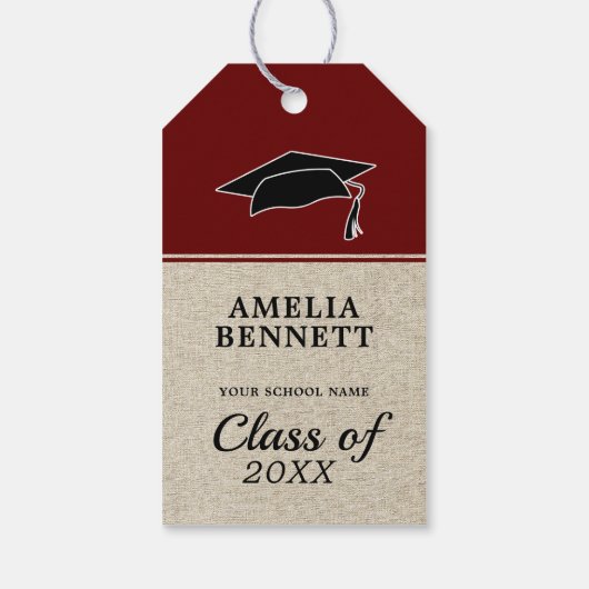 Rustic Red Gefeliciteerd Afstuderen Pet Afstuderen Cadeaulabel (Achterkant)